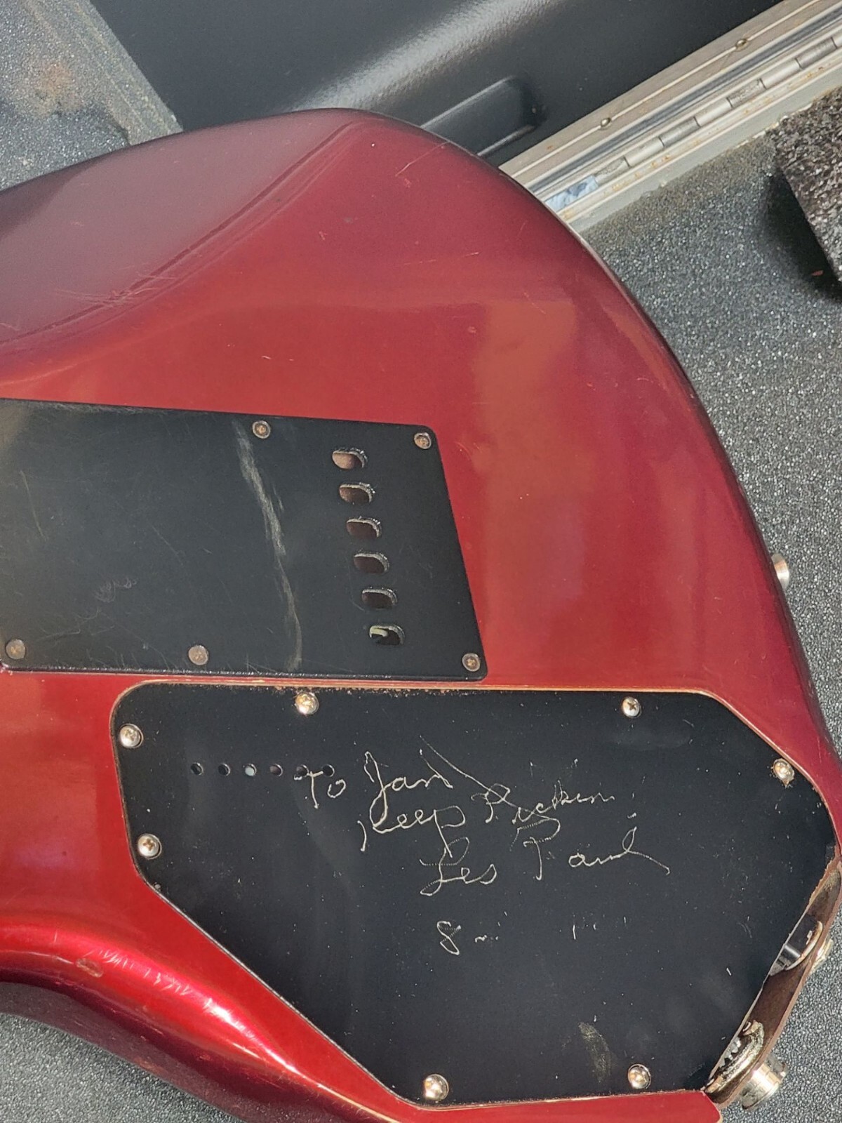 SIGNED Roland G-505 Mid-80s Metallic Red w/ Washburn Wonderbar Tremolo – Etched