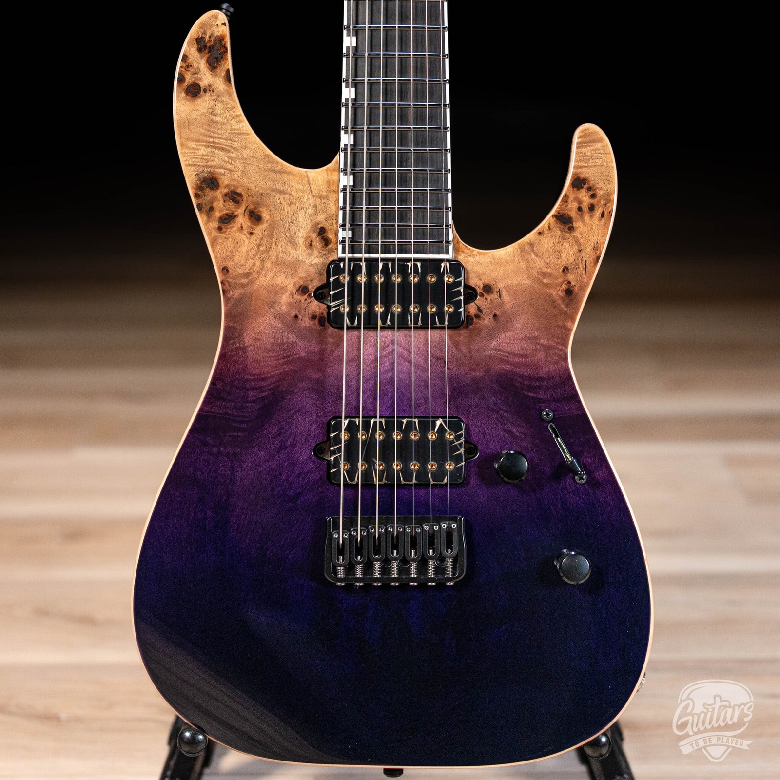 ESP E-II M-II 7 NT Bare Knuckle 7-String Guitar w/ Case – Purple Natural Fade