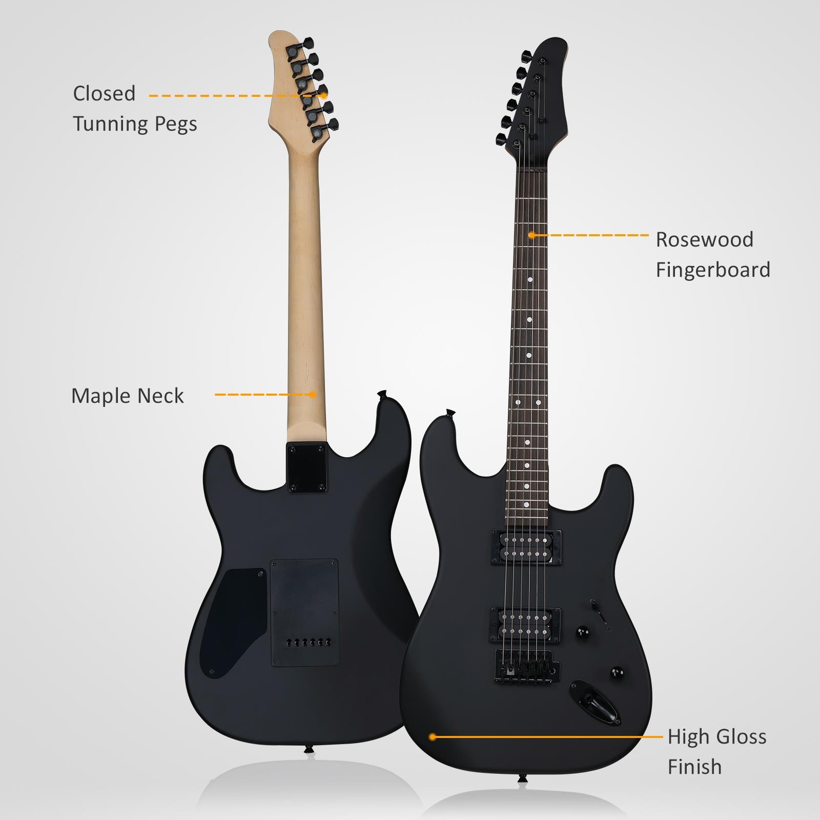 39 Inch Full Size KST Matte Electric Guitar H-H Pickup School Band With Bag