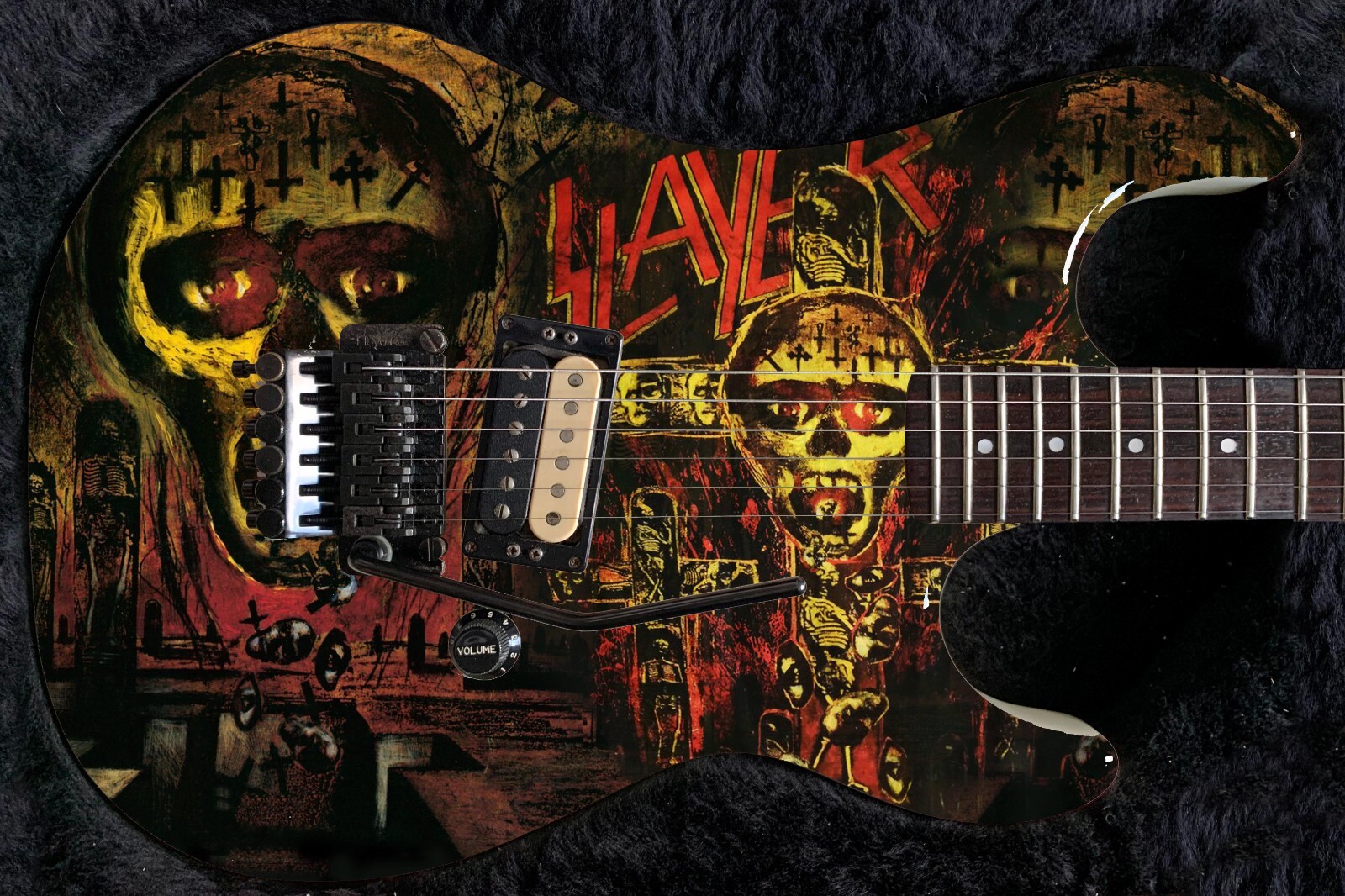 Guitar Skin Axe Wrap Iconic 80’s Metal Rock Slayer Seasons in the Abyss 1224