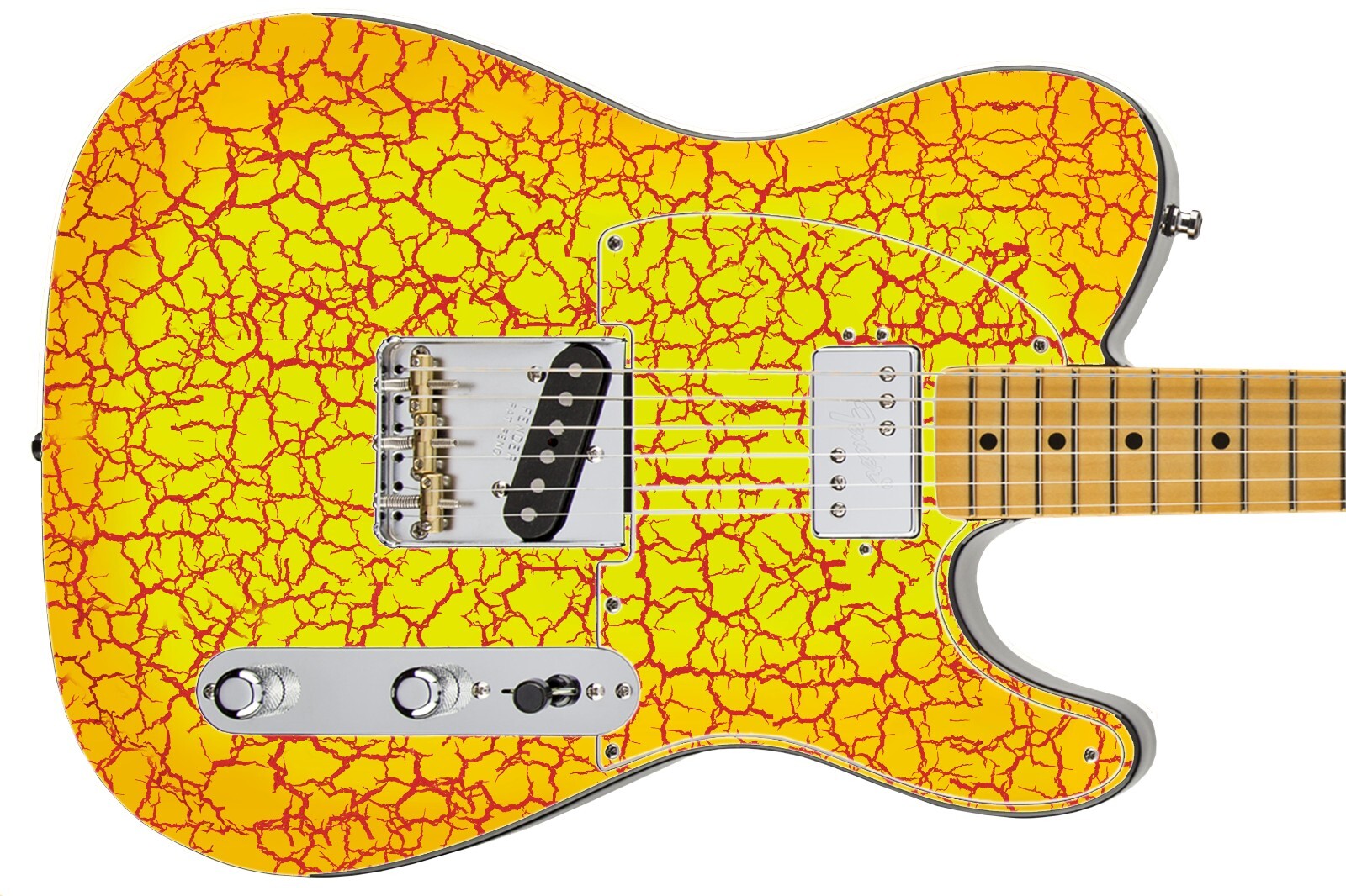 Guitar Wrap Skin Reface Iconic 80’s Burst 6 Volt Crackle Melo Yelo 1219