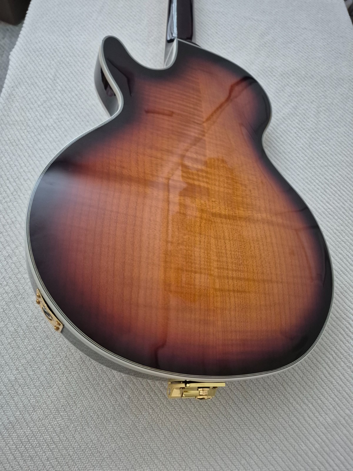 Vicers Tobacco Burst semi Hollowbody Upgraded ProBuckers Coil Split Orange Drops