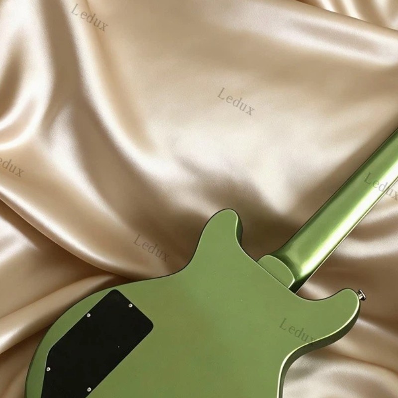 Junior Double Cut Solid Electric Guitar Stainless Fret P-90 Pickup Olive Green