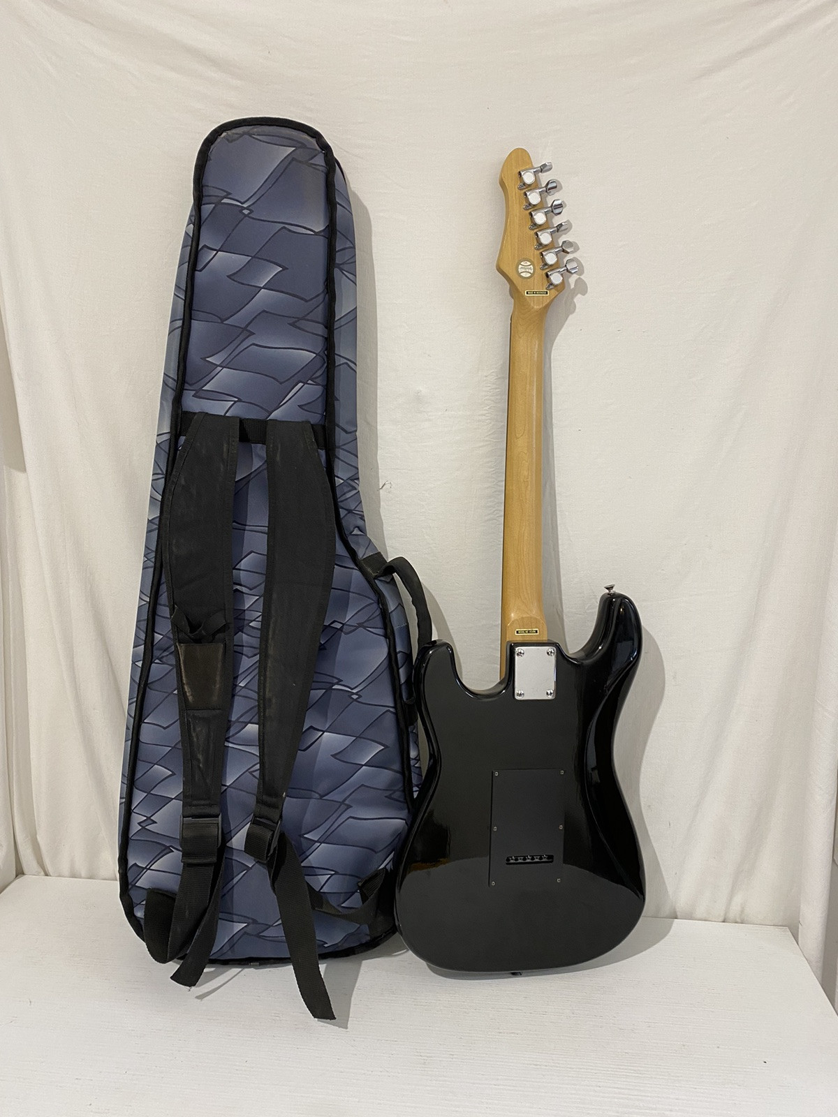Vantage Electric Guitar Black And White With Case Model VIE – II D/BK