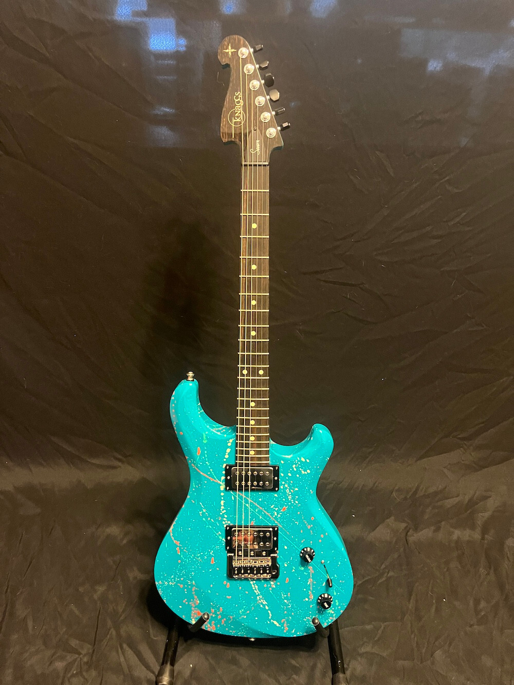 2023 Knaggs Guitars Severn Trembuck Reverse Headstock Miami Blue Splatter W/OHSC