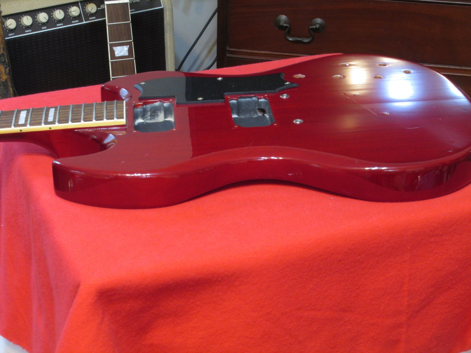 2020s Guild S-100 Polara Guitar Body Neck – See-Through Cherry Red