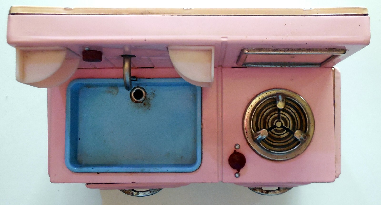 VINTAGE TIN TOY HOLIDAY SINK STOVE COMBINATION T.N NOMURA JAPAN 1950s BOXED