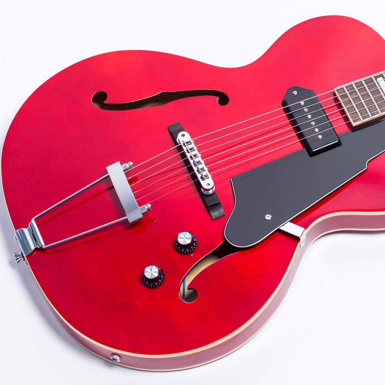GROTE Jazz Electric Guitar Hollow Body Chrome Hardware P90 pickup (RED)