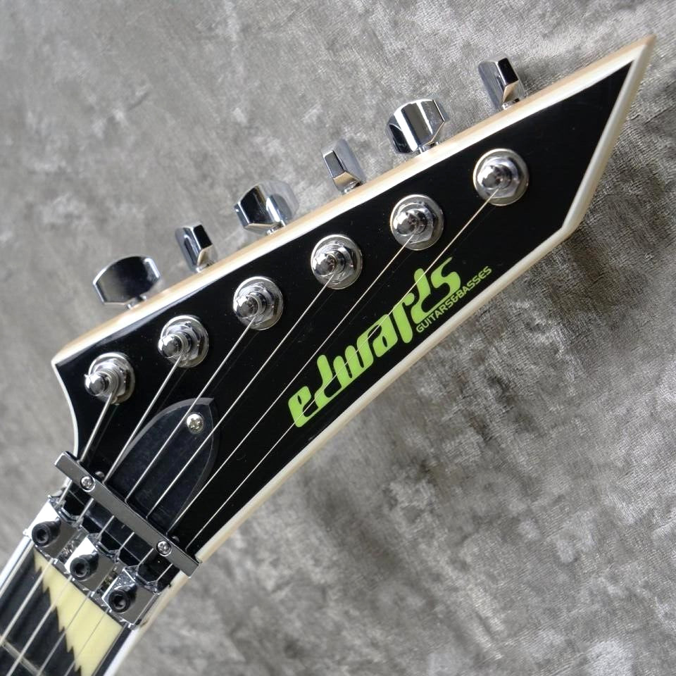 EDWARDS E-ALEXI GREENY Black Lime Green Pinstripe & Skull Electric Guitar JP