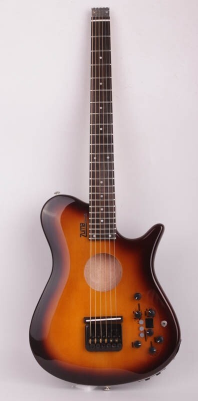 Headless electric acoustic guitar silent travel portable built in effect