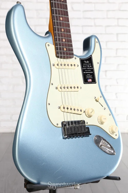 Fender American Ultra Luxe Vintage ’60s Stratocaster Electric Guitar – Ice Blue