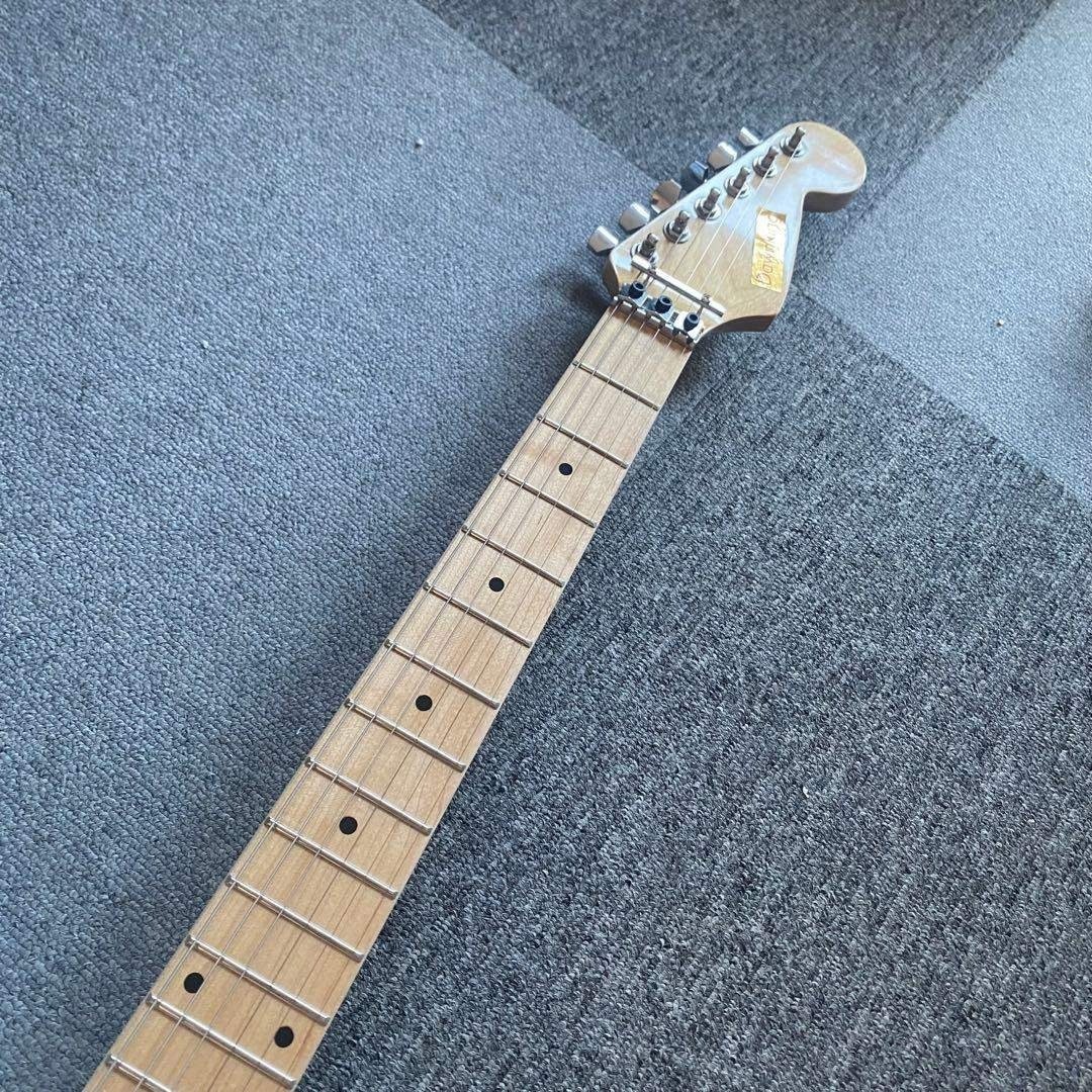Electric guitar white and black stripe design black and white no brand