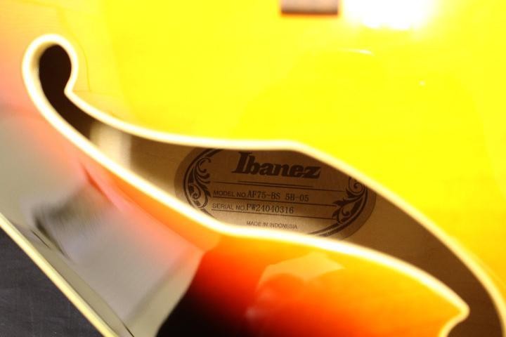 Acoustic Electric Guitar Ibanez AF75 BS Full Hollow Sunburst