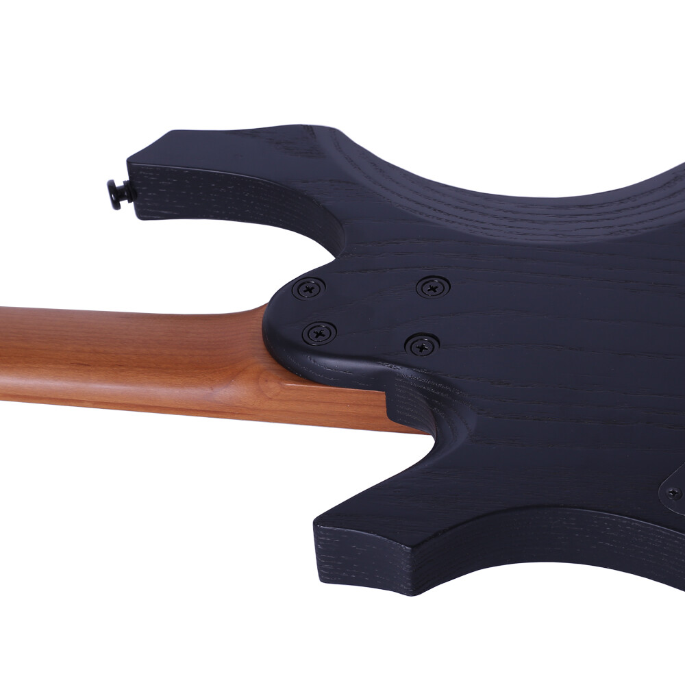 Acepre Black Headless Electric Guitar Oblique Frets Jumbo Stainless Steel Frets