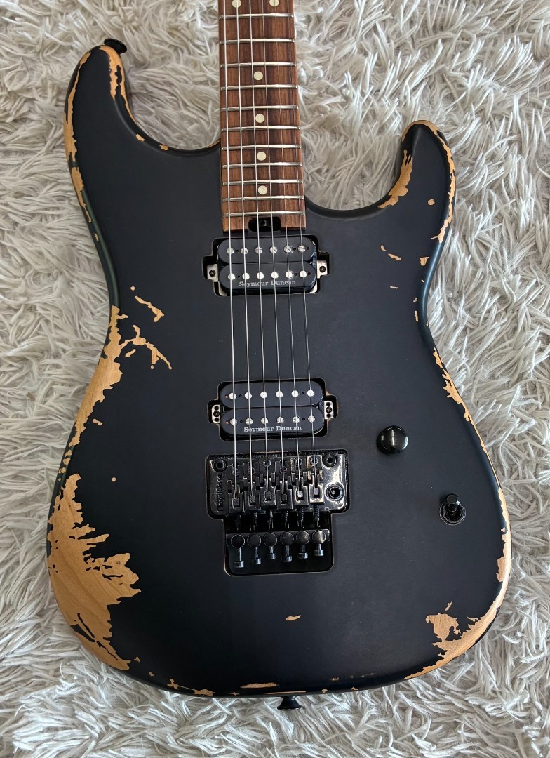Charvel Pro-Mod Relic San Dimas Style 1 HH Floyd Rose Black Electric Guitar +Bag