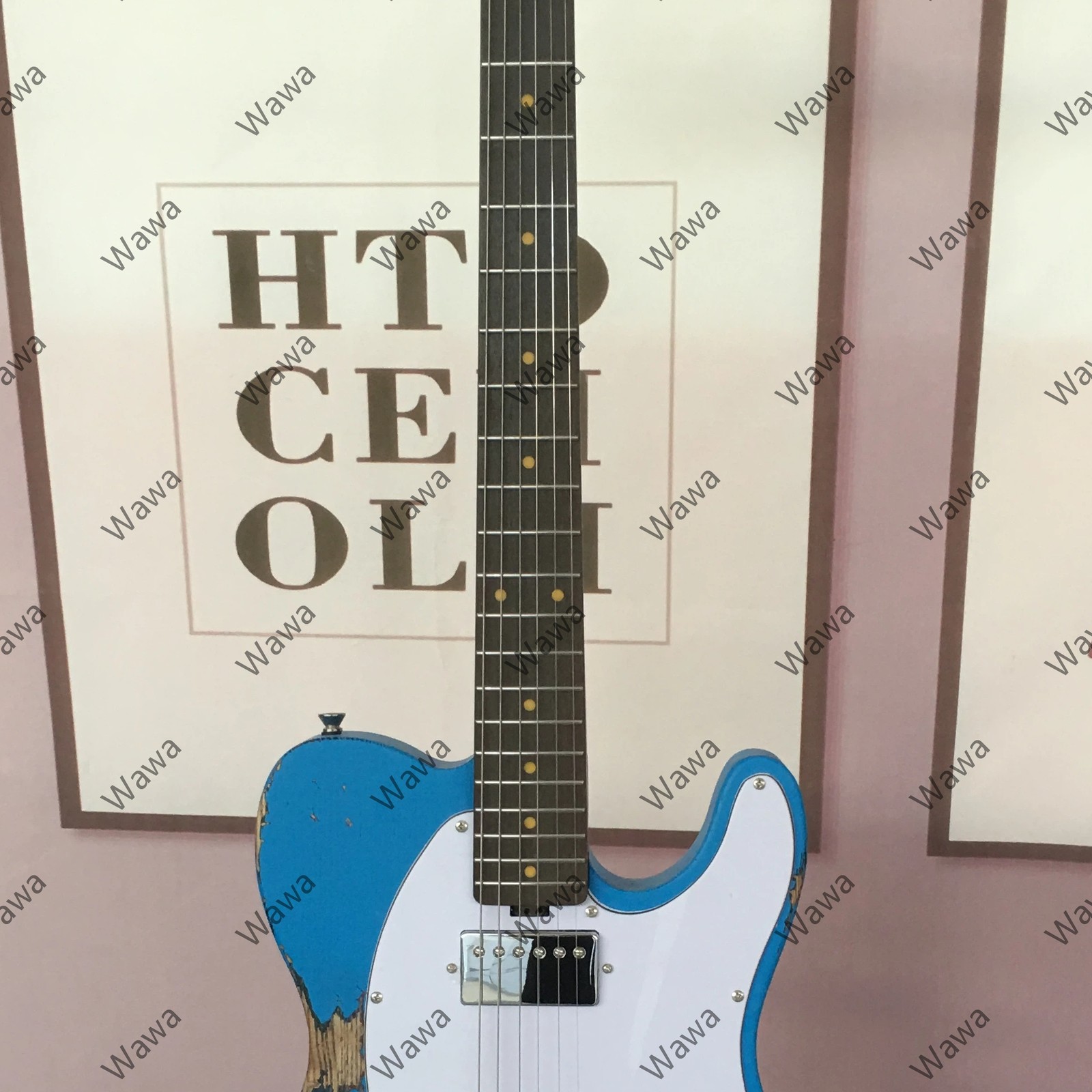 Bright Blue Vintage Electric Guitar H-S Pickups Chrome Hardware Stainless Frets