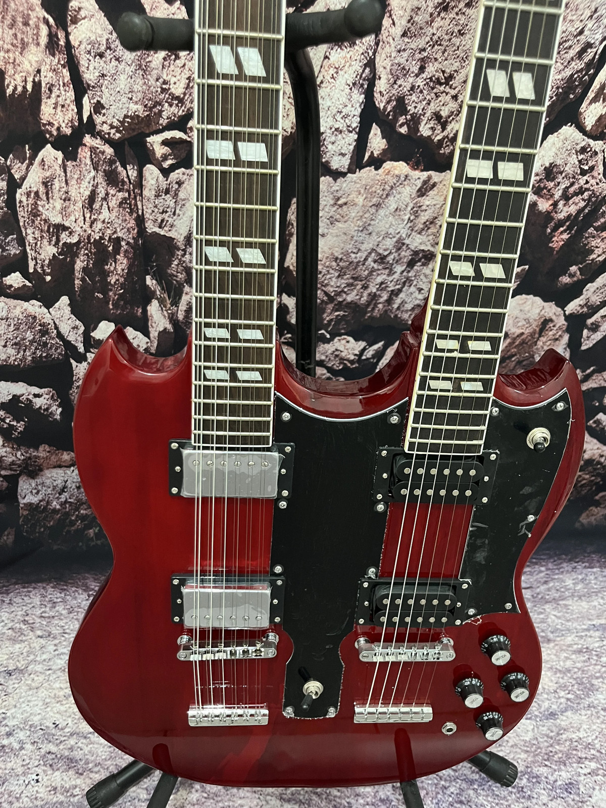 Factory Electric Guitar S G Double Neck 12+6 Strings Hot Sale