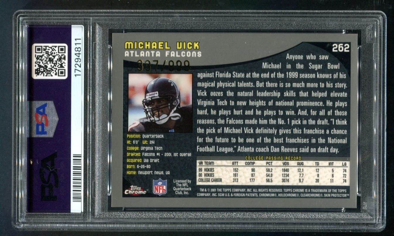 2001 Topps Chrome Michael Vick Refractor RC 890/999 PSA 9 MINT