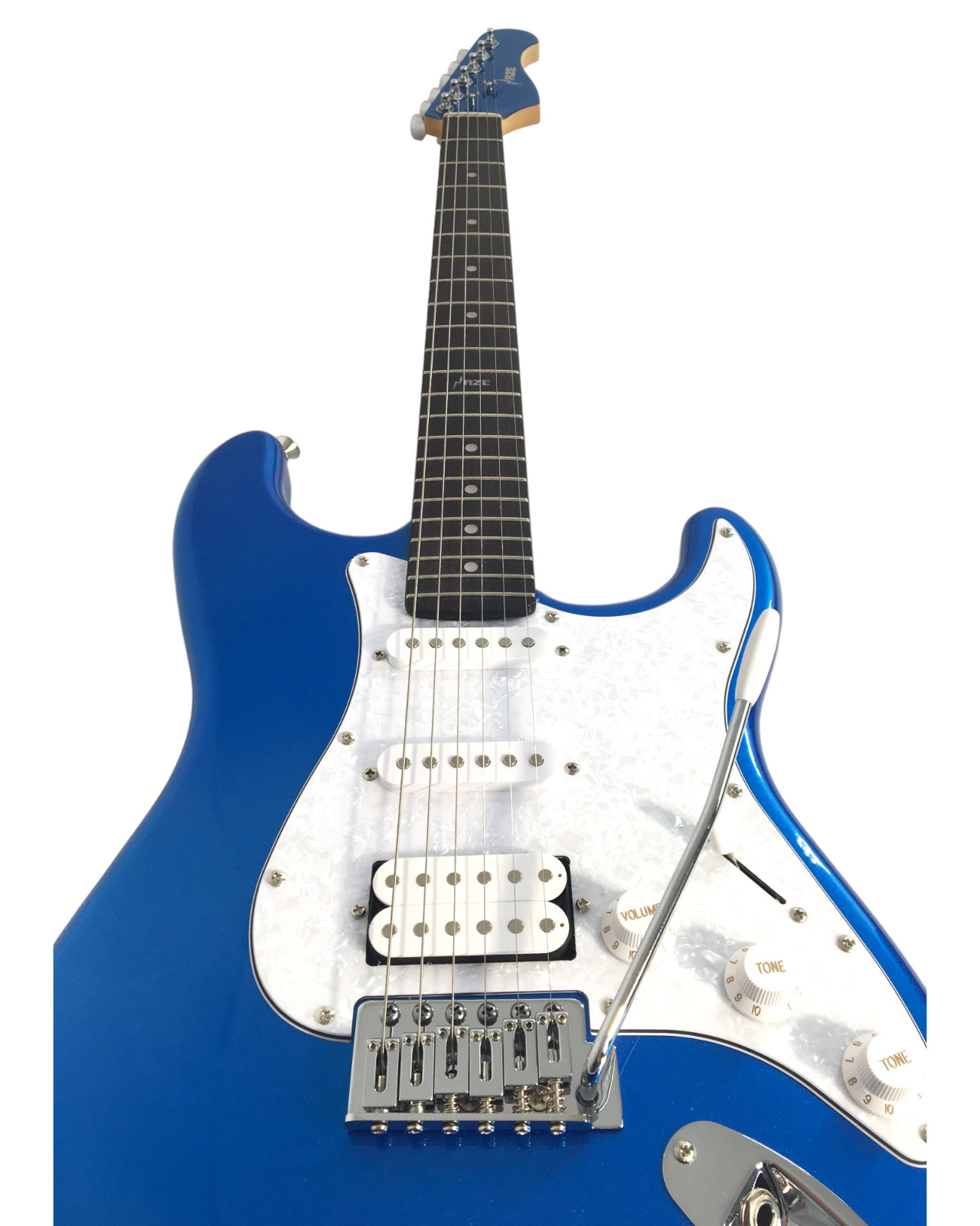 Haze E-211MBL Solid Body, Double Cutaway Electric Guitar +Bag, Amp, Stand, Strap