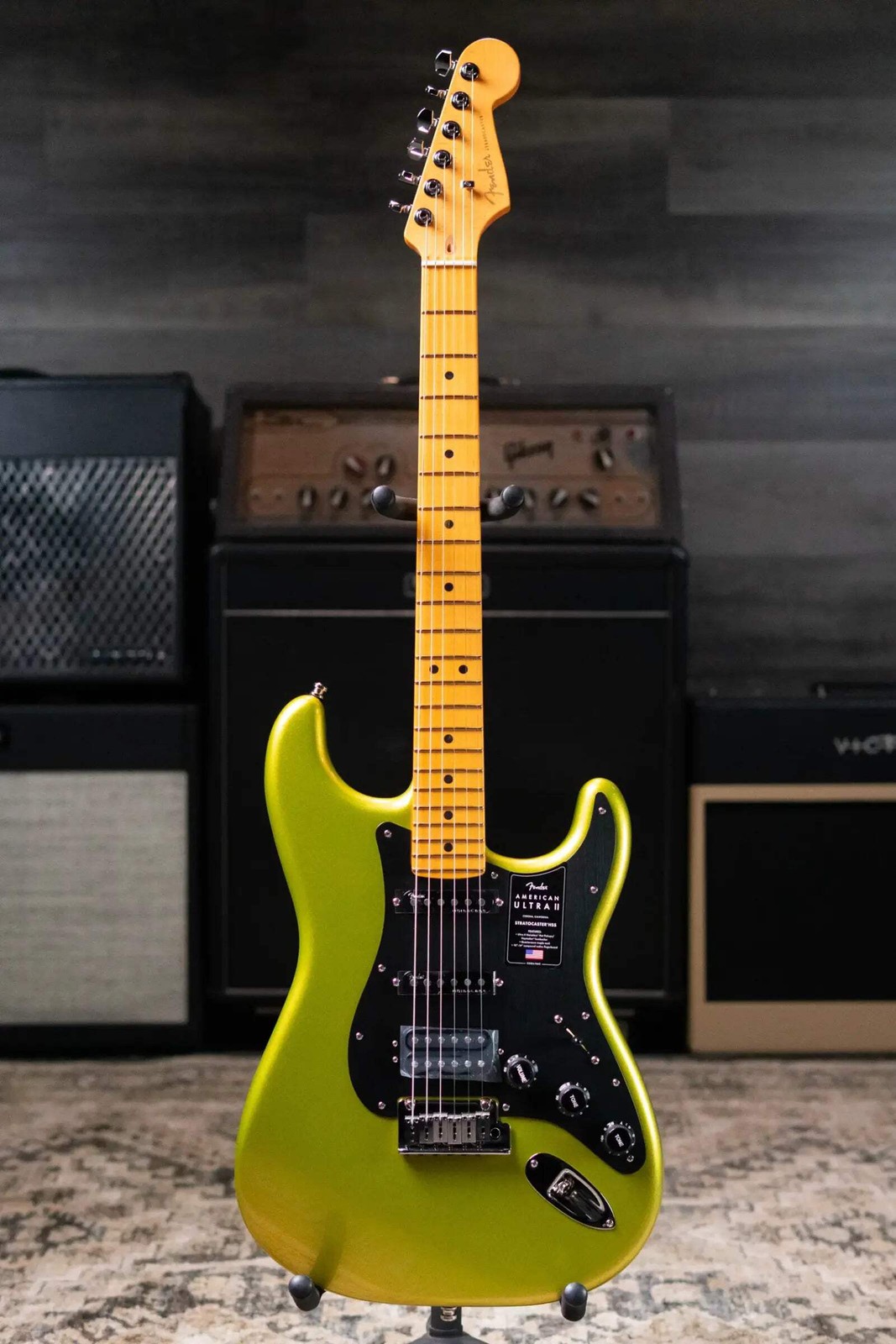 Fender American Ultra II Stratocaster HSS Electric Guitar – Solar Flare with Har