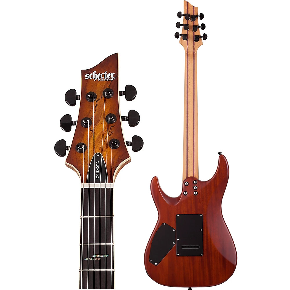 Schecter C1 Exotic Spalted Maple 6String Guitar Natural Vintage Burst