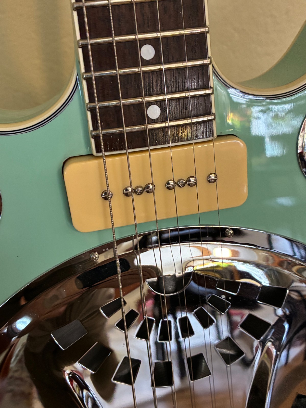 Eastwood Delta- Seafoam Green Electric Resonator Guitar New Condition