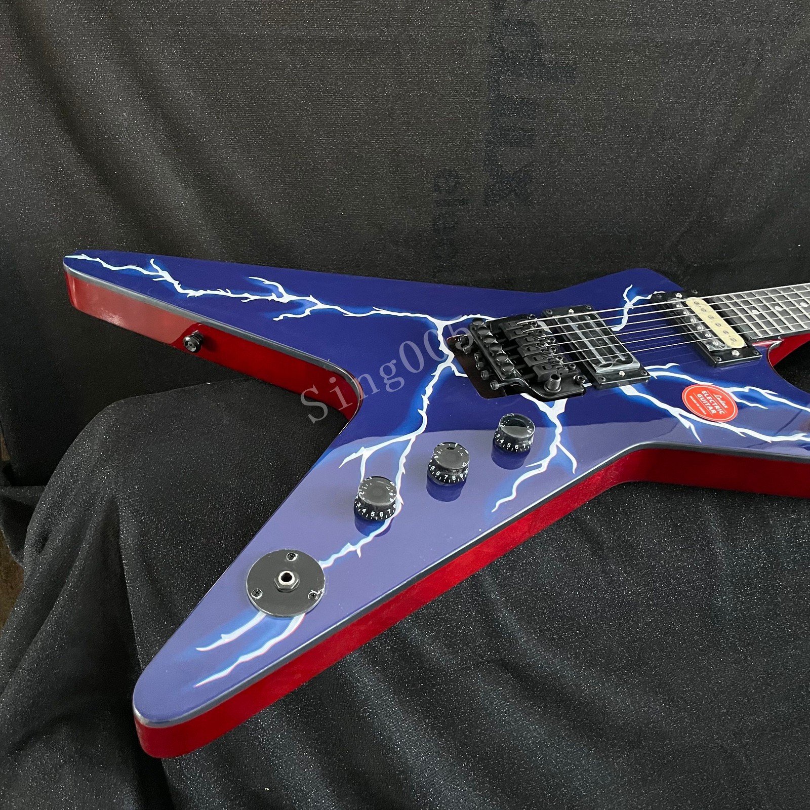 Blue Lightning Special Shape Electric Guitar HH Pickup Black Hardware FR Bridge