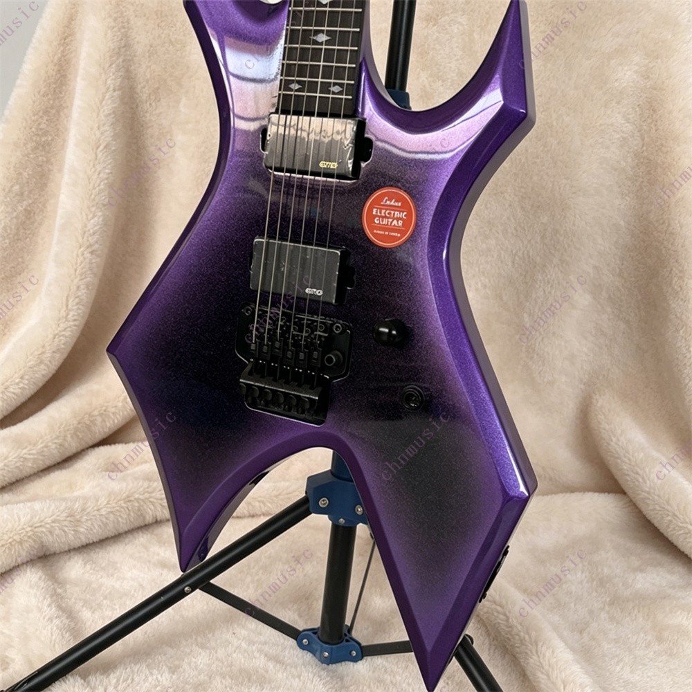 Warlock Extreme Solid Electric Guitar Stainless Rounded Fret FR Bridge Purple