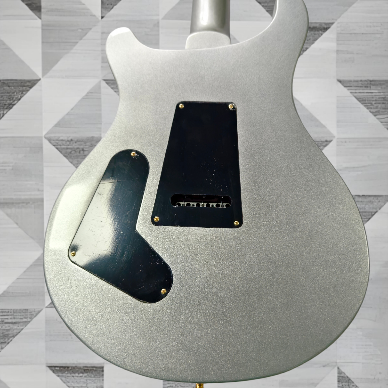 US Ship Metallic Silver Electric Guitar Bird Abalone Fret Inlay Gold Hardware