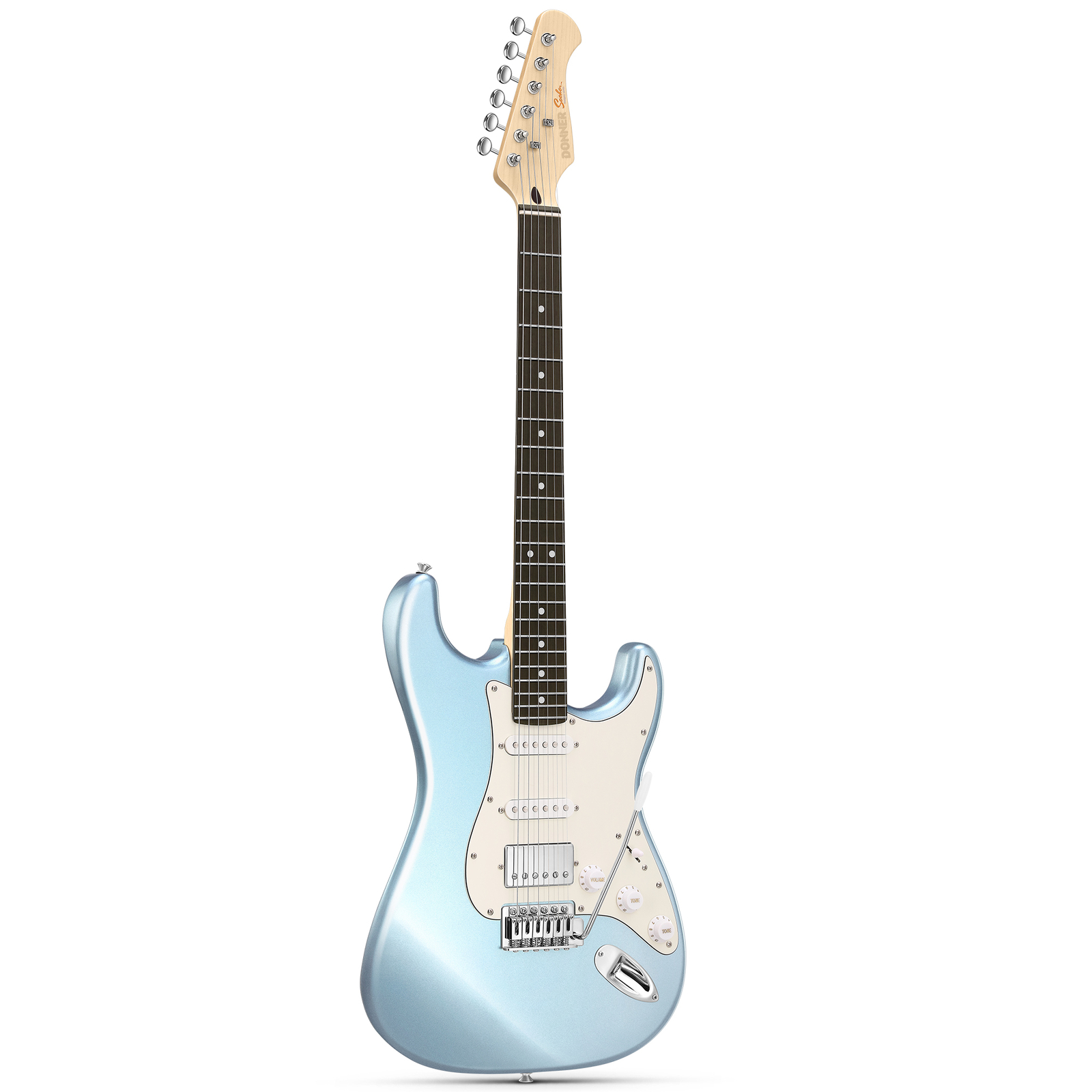 Donner 39″ Electric Guitar HSS Coil Split Ice Blue Metallic Beginner Bundle