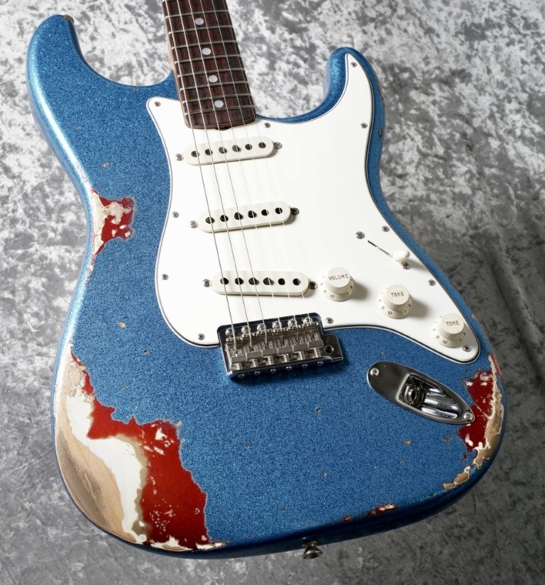 Fender Custom Shop Texas Stratocaster Heavy Relic Blue Flake Candy Apple Red Age