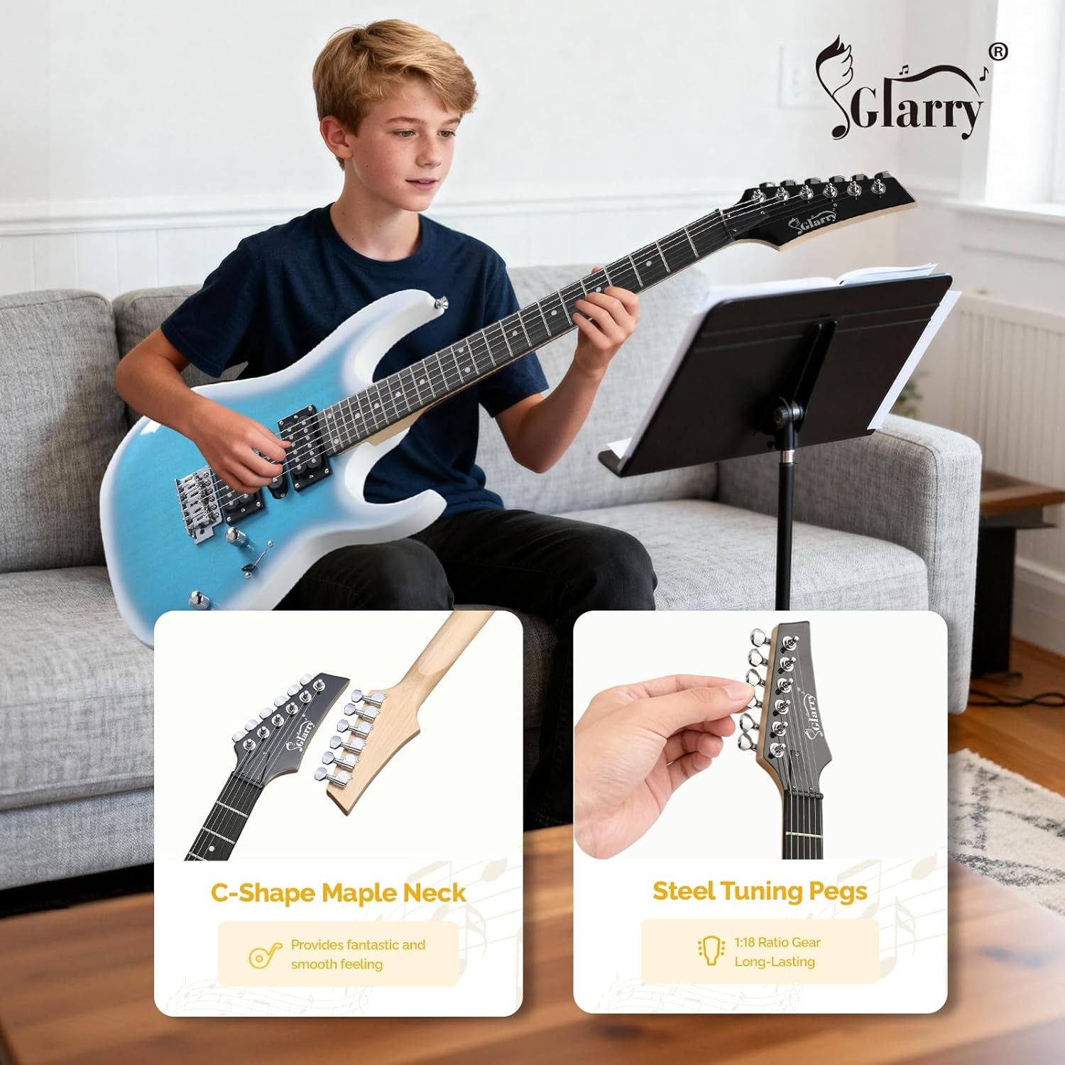 39″ Full Size Electric Guitar Kit for Beginners,Electric Guitar Set With 20W AMP