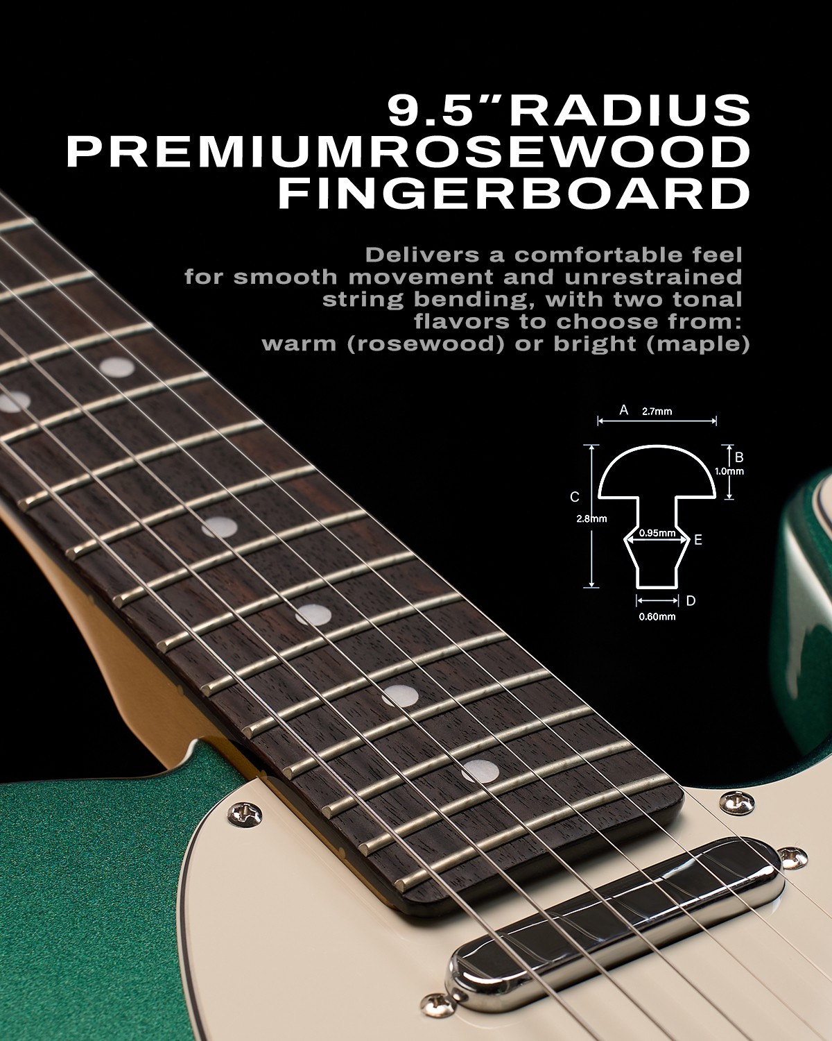 Full Size Metallic Green Donner DTL-600 Vintage Tele Electric Guitar Alder Body
