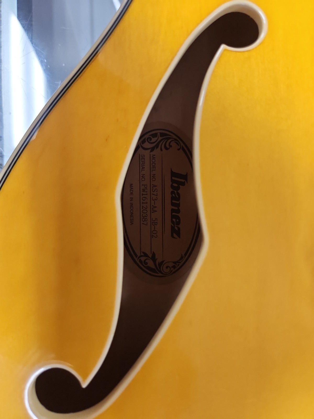 Ibanez AS73 Semi Hollow Electric Guitar Glossy Yellow VGC w/case