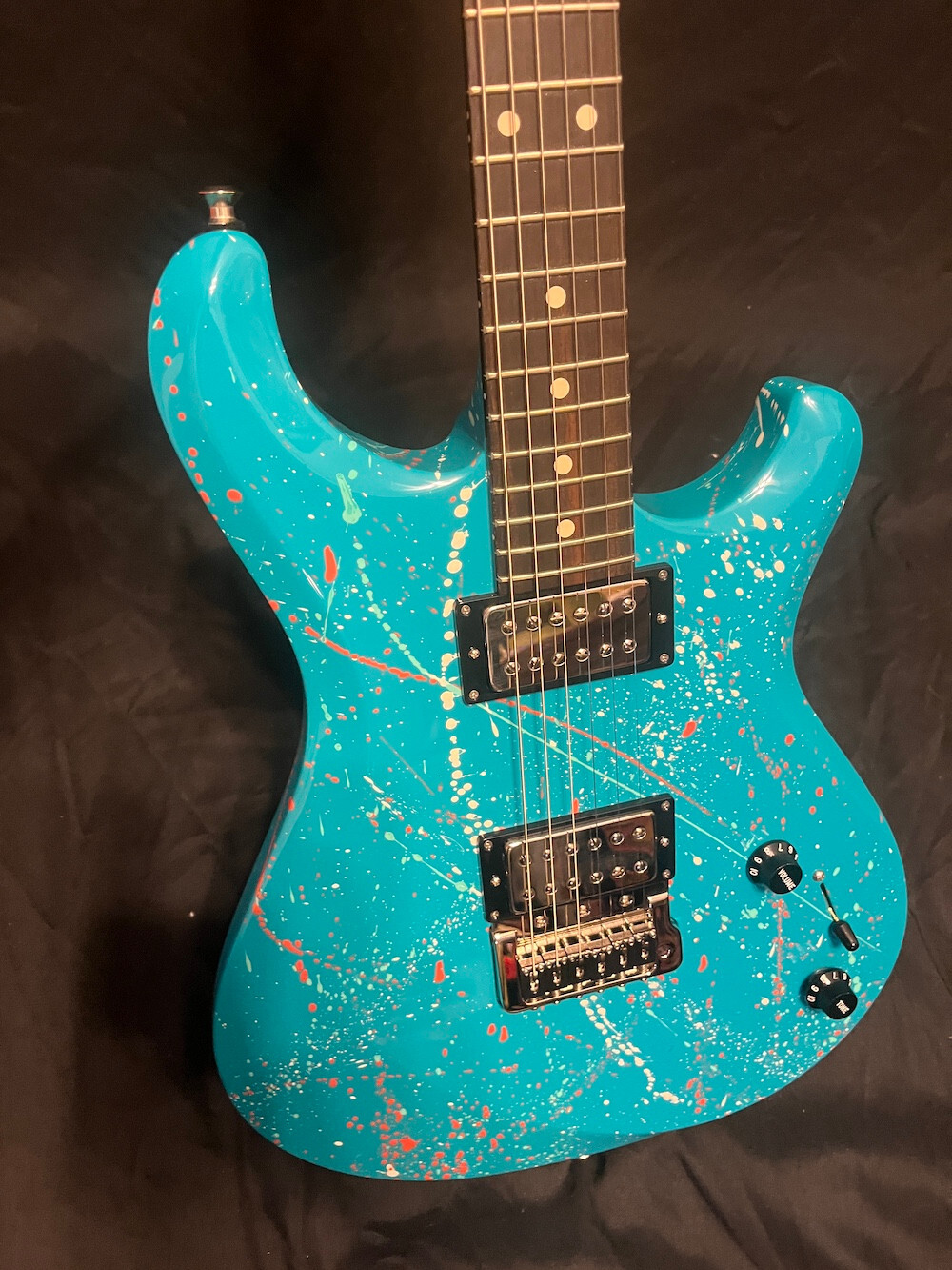 2023 Knaggs Guitars Severn Trembuck Reverse Headstock Miami Blue Splatter W/OHSC