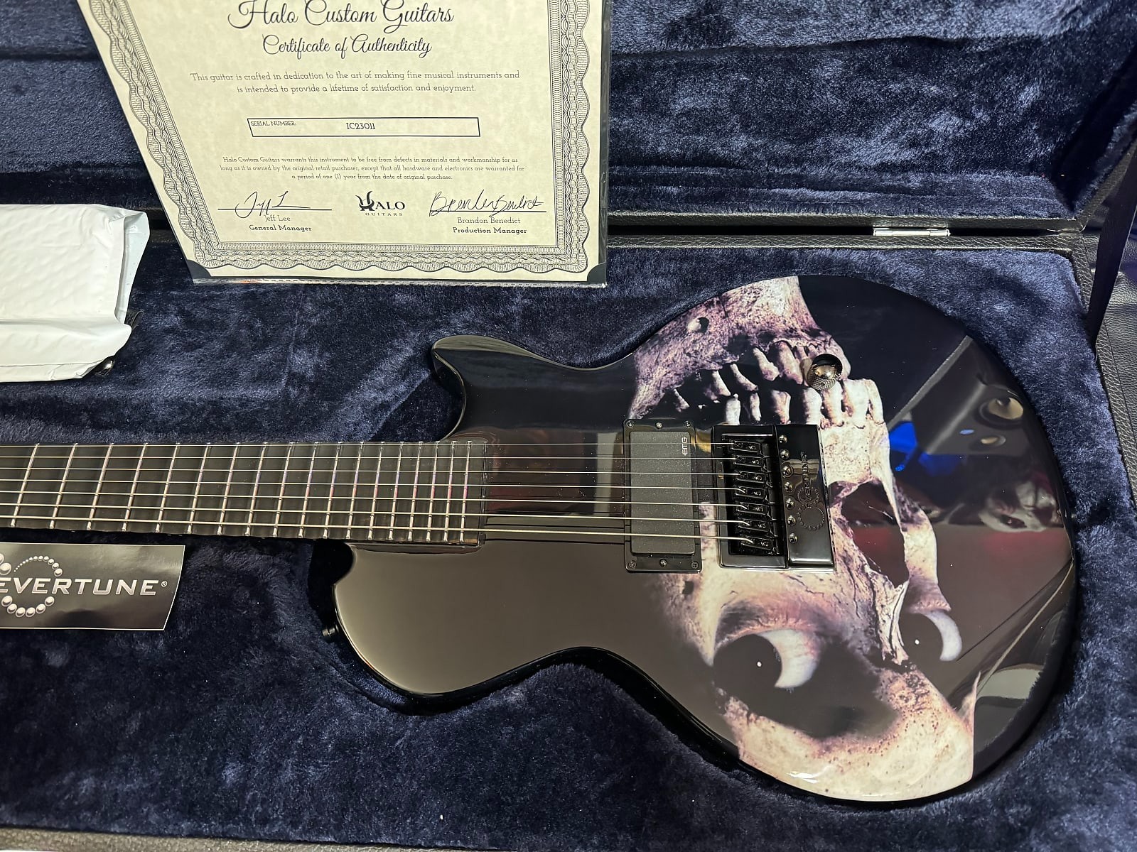 Custom Evil Dead Halo 7 String: Scalloped Fretboard: Hardshell Case