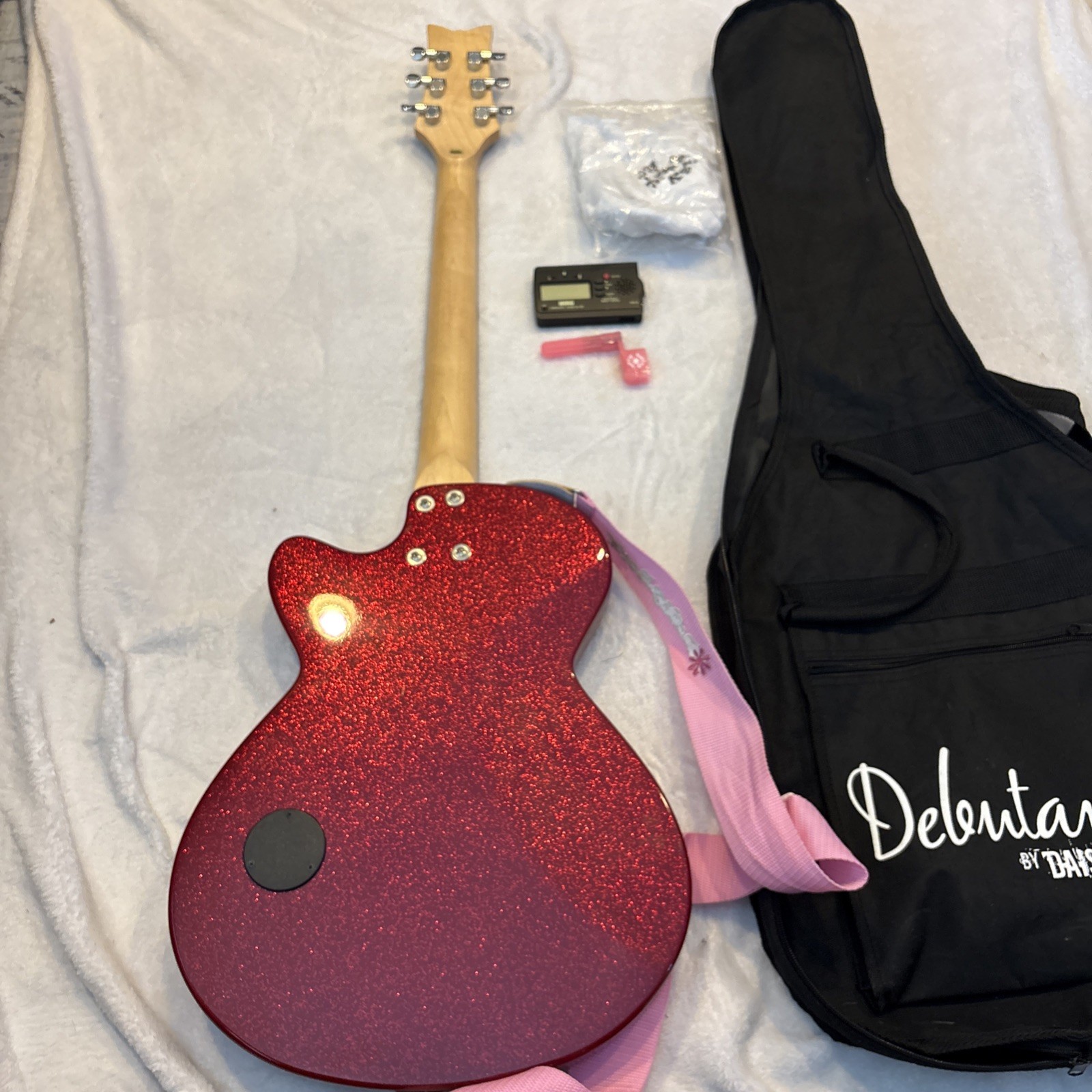 Daisy Rock Red Glitter Electric Candy Rock Guitar RARE Debutante Case Read Descr