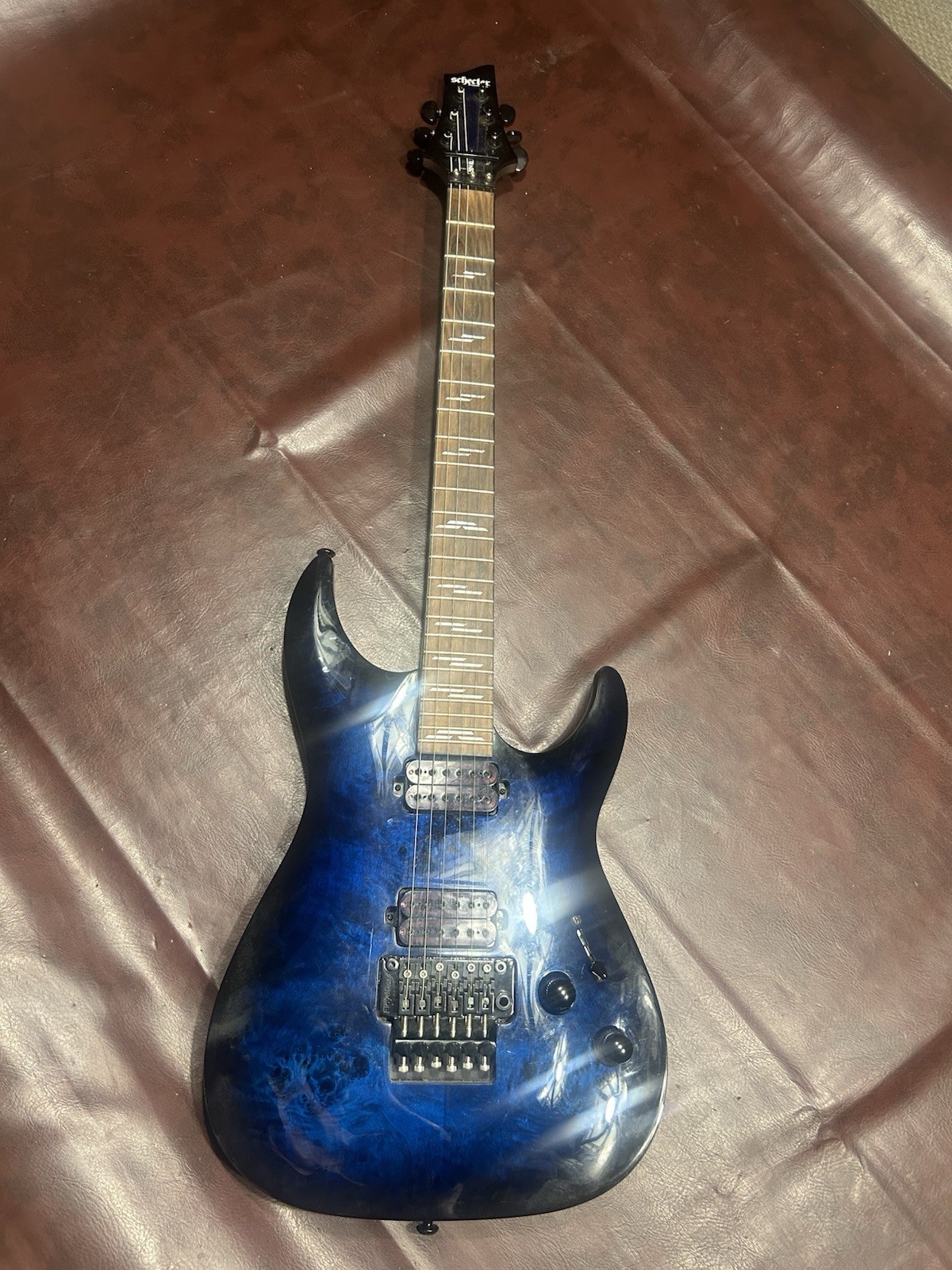2020 Schecter Omen Elite-6 See Thru Blue Electric Guitar Floyd Rose Tremolo
