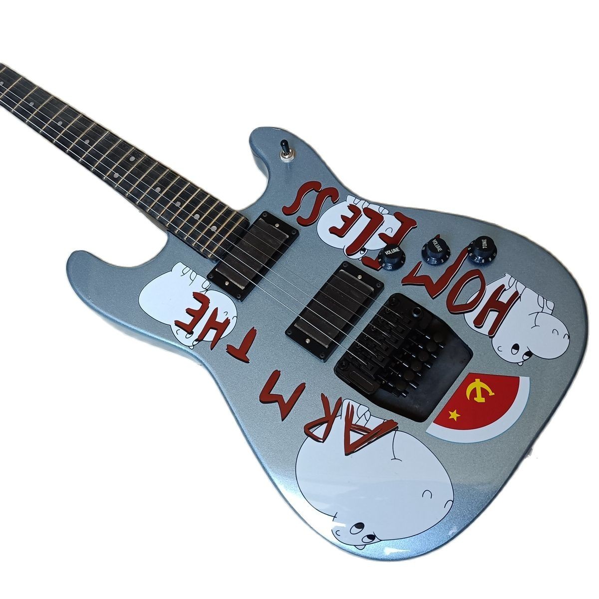 Custom Homeless Electric Guitar Metallic Blue Black Locking Nut Pro Guitar