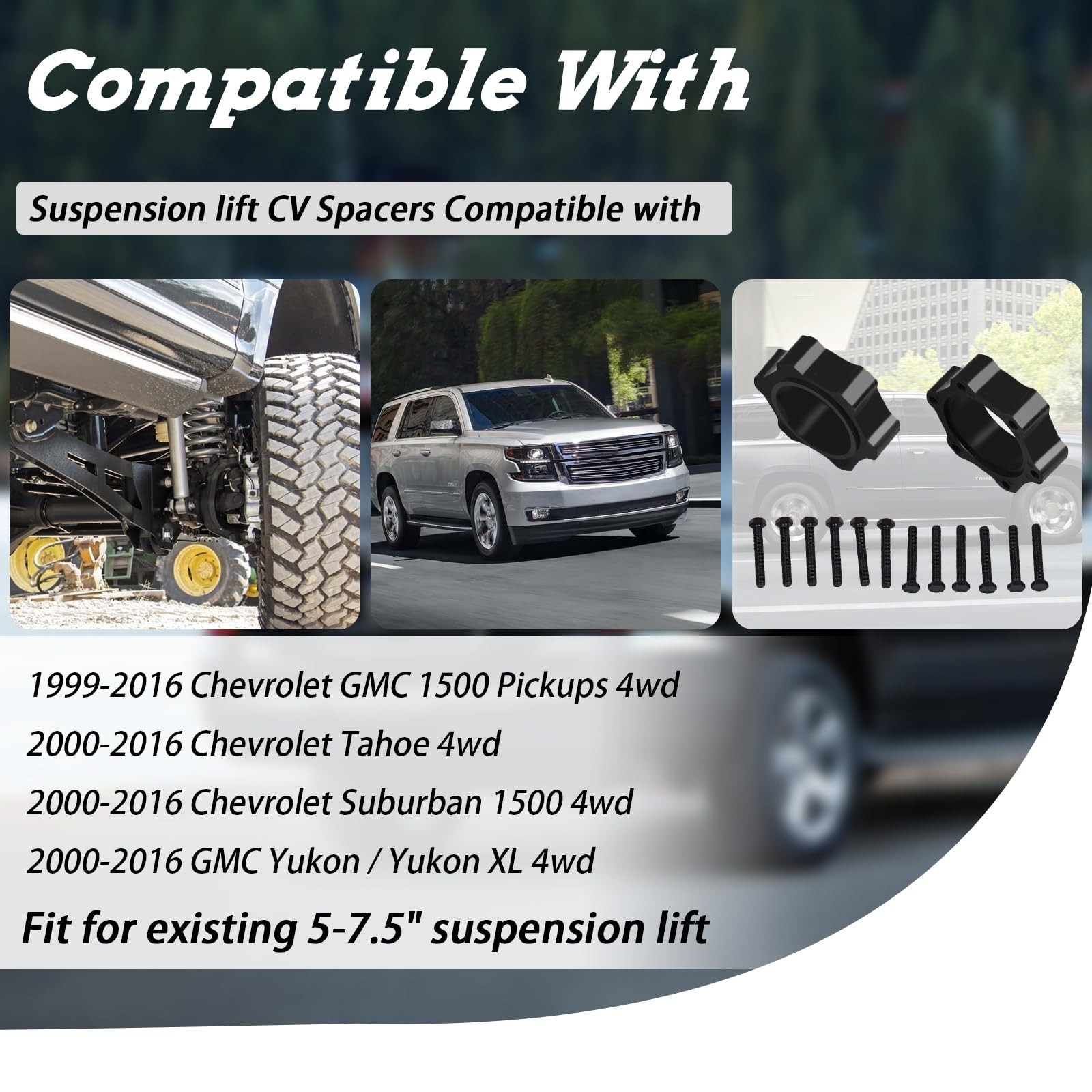 CV Spacers with Hardware Compatible with 99-16 Chevrolet GMC 1500 Pickups,00-…