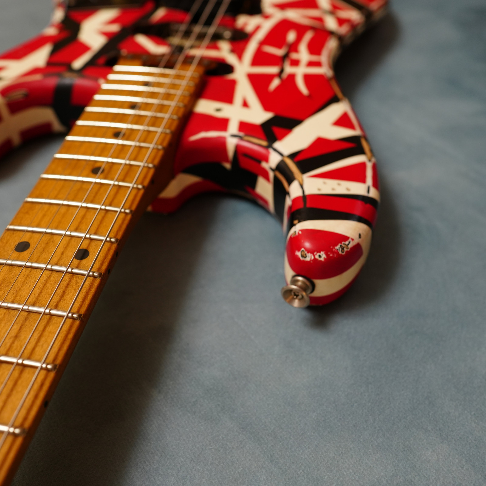 EVH Striped Series Frankenstein Frankie Red with Black Stripes Relic Guitar