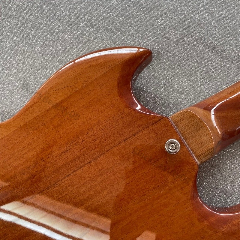 Electric Guitar Natural Mahogany Finish HH Stainless Rounded Fret Edge Bone Nut