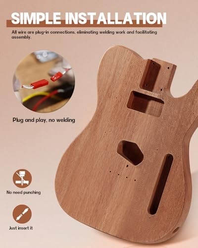 DIY TL Style Electric Guitar Kit, Mahogany Body, Maple Neck, Complete Set