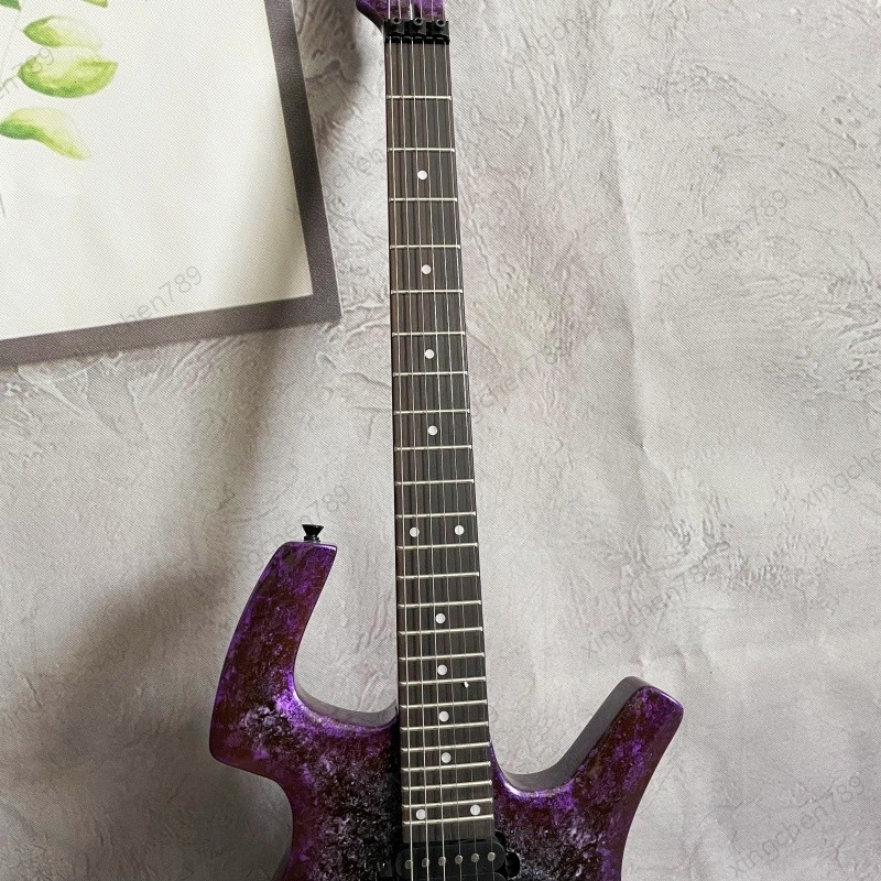 Nebula Purple Irregular Body Rock Electric Guitar H-H Pickups High Quality