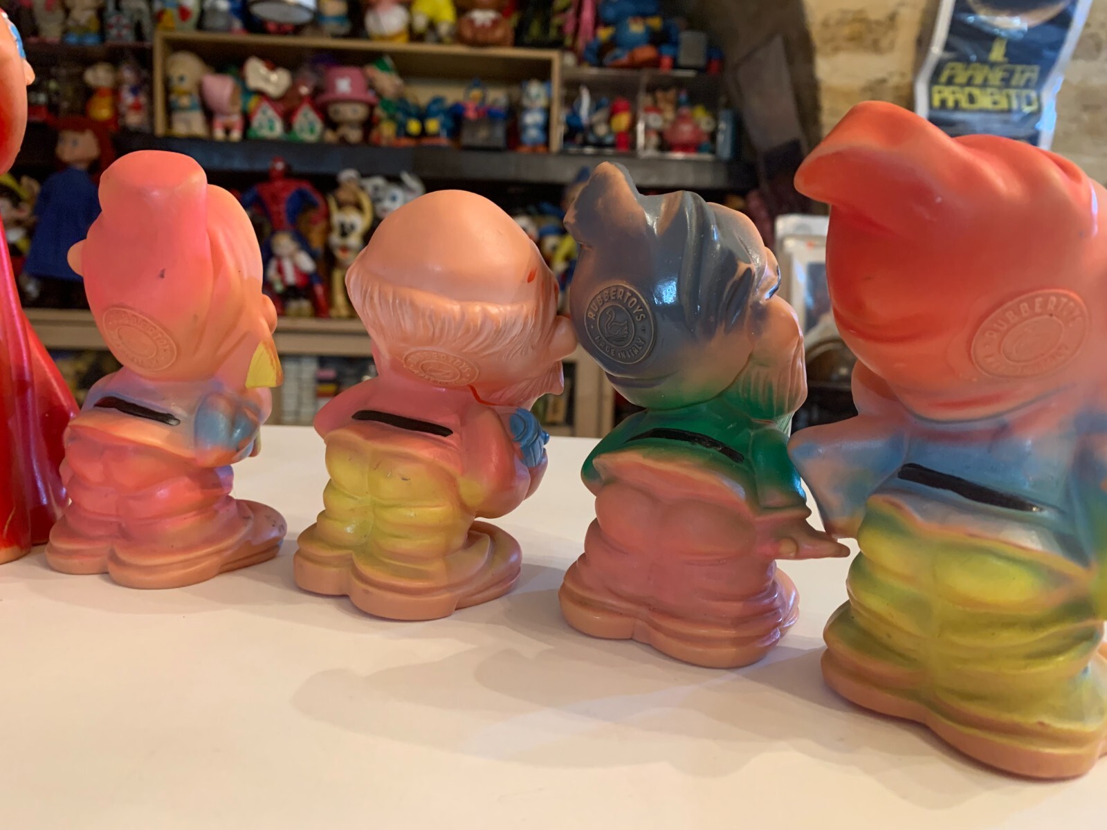 VINTAGE set SNOW WHITE AND SEVEN DWARFS RUBBERTOYS ITALY 1960s squeack squeeze