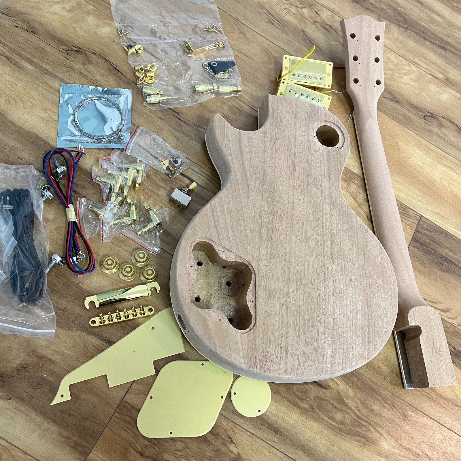 US Ship LP DIYElectric Guitar Kit – Unfinished Mahogany Body Rosewood Fretboard