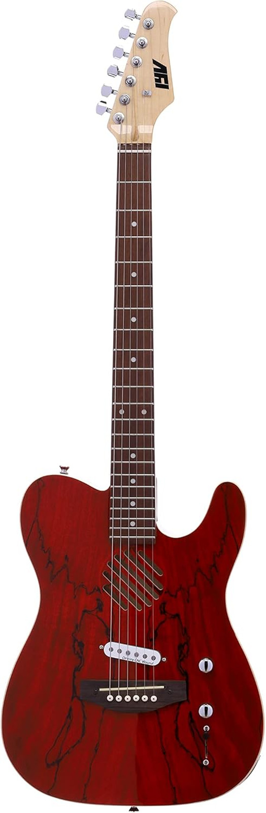 6 String -ITAP-200 Hollow Semi-Aucoustic Electric Guitar, Trans Red, Right, ITAP