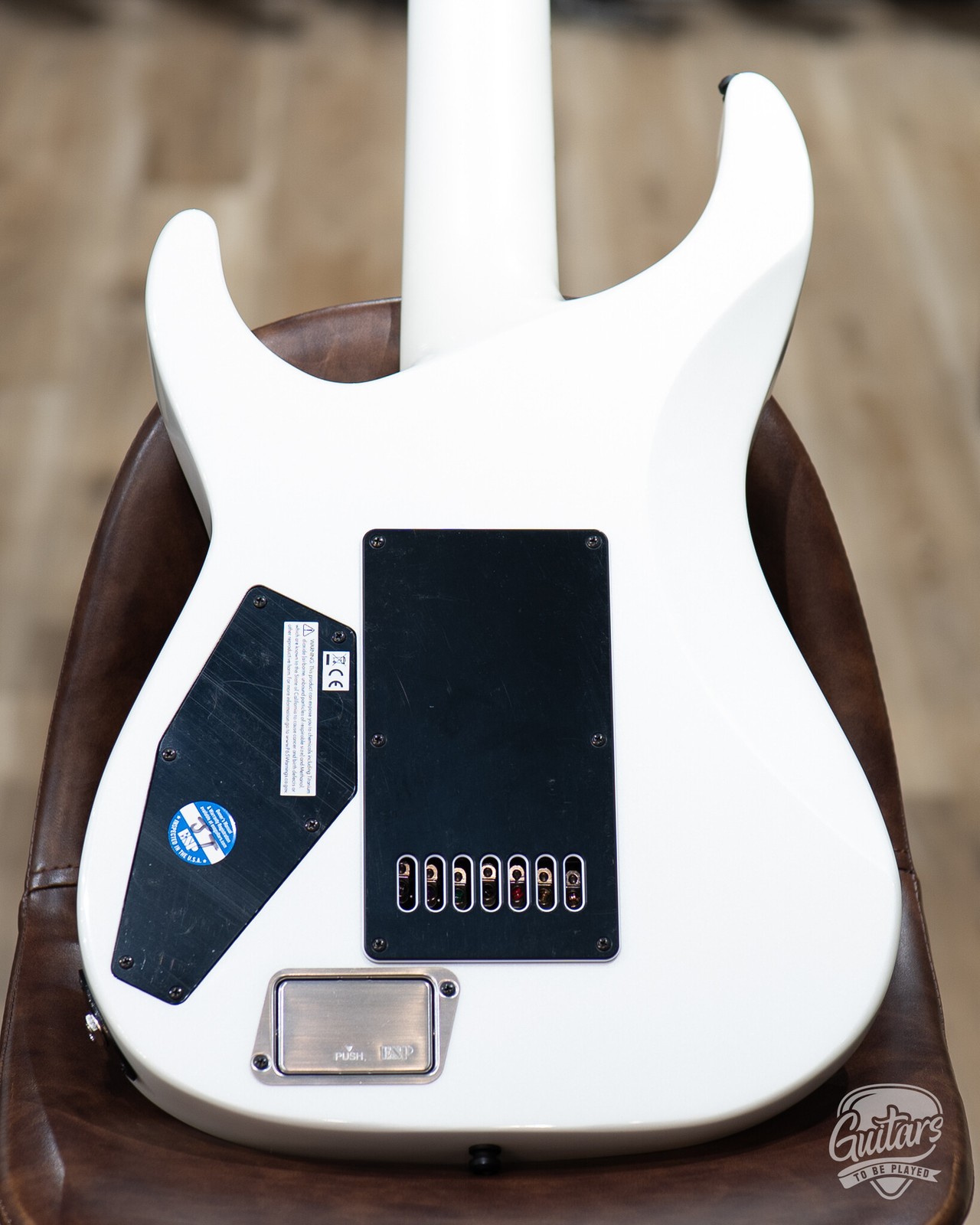 ESP E-II M-II 7B Baritone 7-String Evertune Guitar w/ Case – Pearl White
