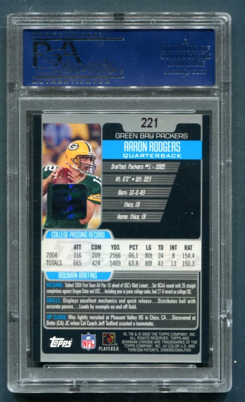 2005 Bowman Chrome Aaron Rodgers RC AUTO 176/199 PSA 9 MINT