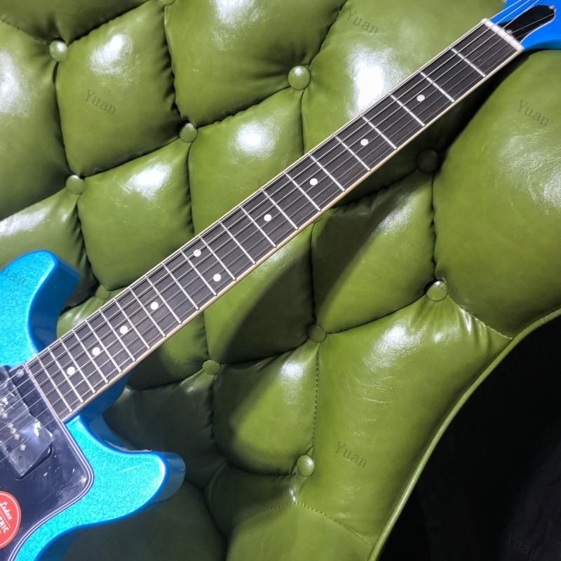 Solid Body Blue Pearl Finish Electric Guitar Dual P90 Pickup Multi-Ply Pickguard